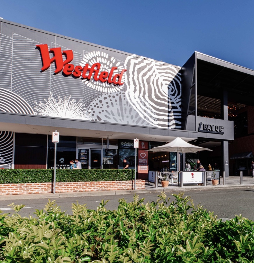 Westfield rooftop dining district entrance